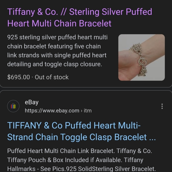 Tiffany&Co. Sterling Silver Multi Strand Puffed Heart bracelet - Picture 12 of 15